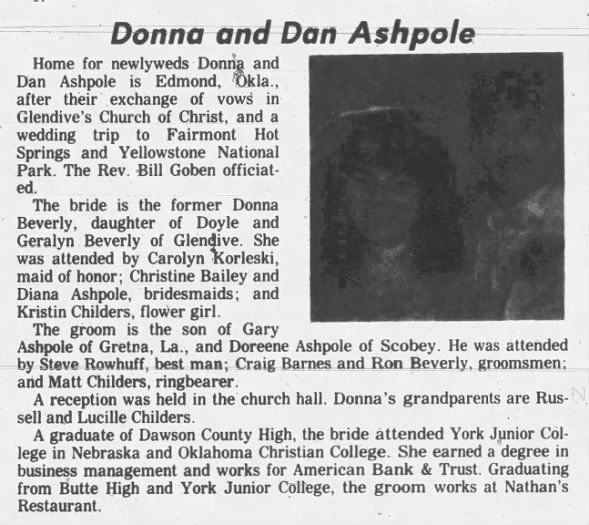 Wedding Announcement - Donna and Dan Ashopole